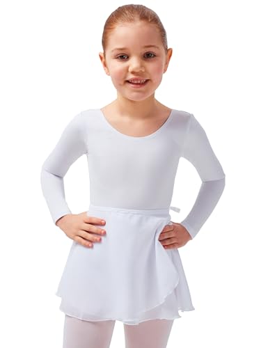 tanzmuster ® Wickelrock Mädchen Ballett - Emma - aus transparentem Chiffon - lockerluftiger Ballettrock zum Binden für Kinder in weiß, Größe:104/110 von tanzmuster