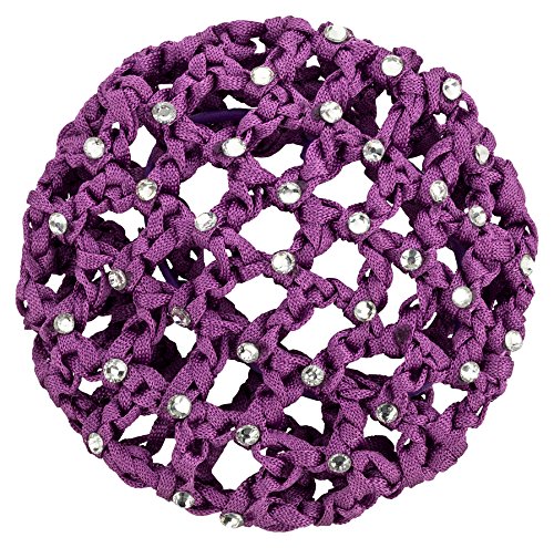 tanzmuster Ballett Duttnetz - Mila - mit Glitzersteinen und Haargummi - lila - hübsches Haarnetz Knotennetz für dickes und dünnes Haar - Damen und Kinder von tanzmuster