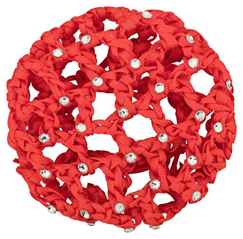 tanzmuster Ballett Duttnetz - Mila - mit Glitzersteinen und Haargummi - rot - Knotennetz für dickes und dünnes Haar - Damen und Kinder von tanzmuster