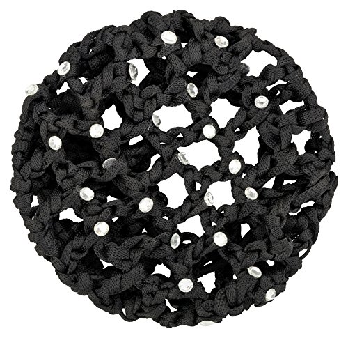 tanzmuster Ballett Duttnetz - Mila - mit Glitzersteinen und Haargummi - schwarz- Knotennetz für dickes und dünnes Haar - Damen und Kinder von tanzmuster
