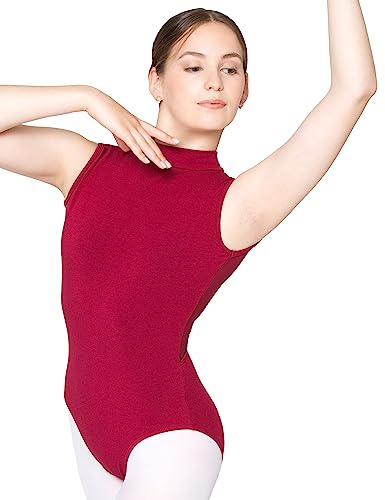 tanzmuster Ballett Trikot Damen ärmellos - Hilda - Baumwolle - Bustier - geraffter Ausschnitt - burgunder 36 - Tanz Body - Ballettkleidung für Erwachsene von tanzmuster