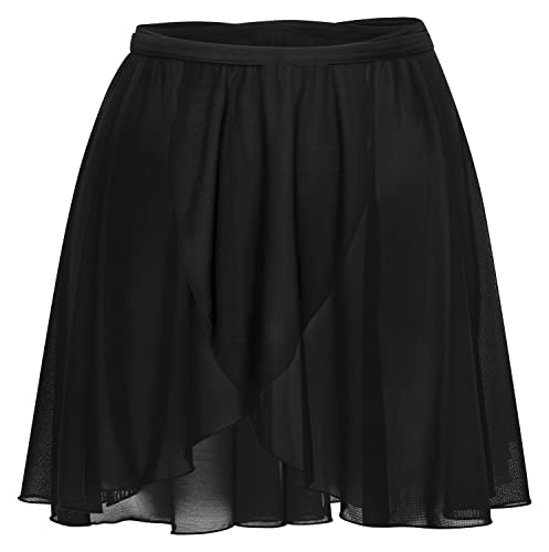 tanzmuster Ballett Wickelrock Damen - Karlotta - feiner, elastischer Netzstoff - Wickelband aus Lycra - schwarz 40 - schwarzer Ballettrock - Ballettkleidung für Erwachsene von tanzmuster