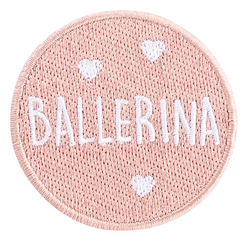 tanzmuster Ballett iron-on Patch - Aufbügler "Ballerina" rosa und weiß gestickt von tanzmuster