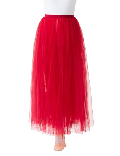 tanzmuster Ballettrock Damen - Luna - 2 Lagen weicher Tüll - wadenlanger Tüllrock für Ballett und Tanz - Burgunder 40 Ballettkleidung für Erwachsene von tanzmuster