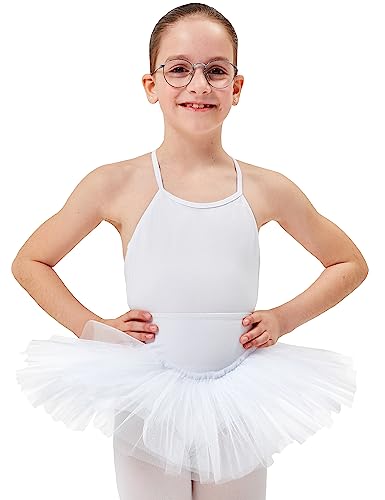tanzmuster Ballettrock Mädchen Tutu - Pia - 3 Lagen Tüll - weicher Baumwollbund - Ballett Tuturock für Kinder - weiß, 104/110 von tanzmuster