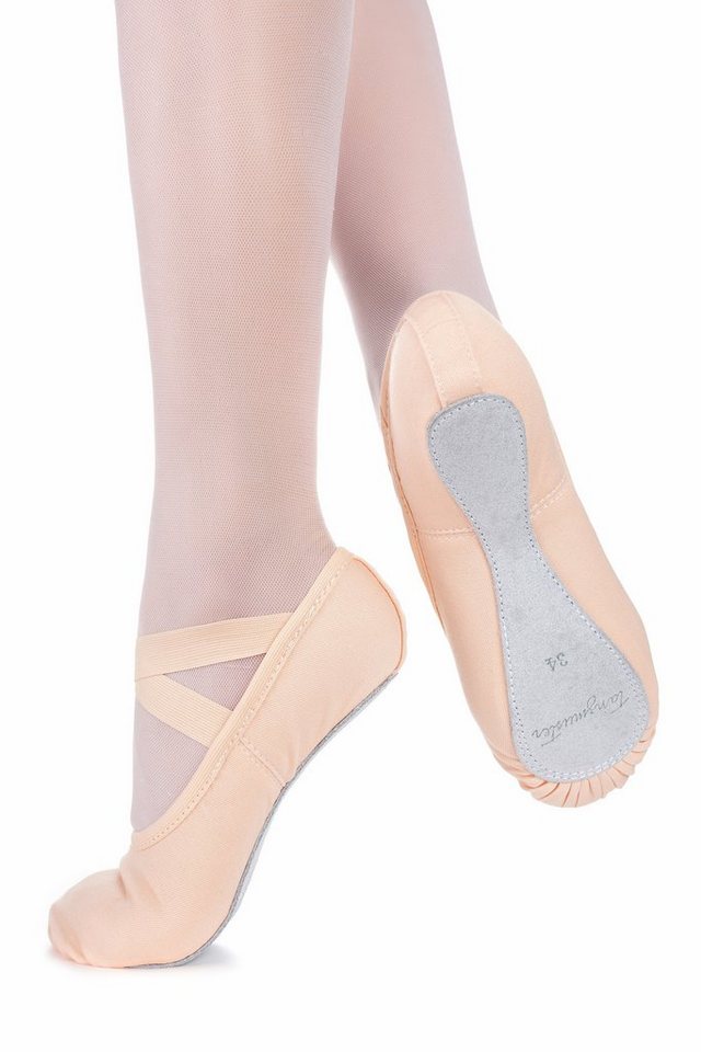 tanzmuster Ballettschläppchen "Jona" aus Baumwoll-Stretch, ganze Sohle Tanzschuh zum Reinschlüpfen fürs Kinder Ballett von tanzmuster