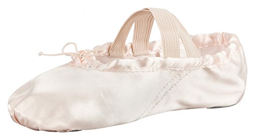 tanzmuster Ballettschuhe Mädchen - Sammy - Satin - Geteilte Ledersohle - Ballettschläppchen für Kinder - rosa, 37 von tanzmuster