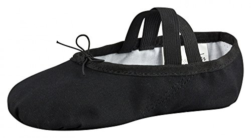 tanzmuster Ballettschuhe Mädchen - DANI - ganze Ledersohle- Schwarz Größe 23 - Ballettschläppchen für Kinder - Schwarze Tanzschuhe fürs Ballett von tanzmuster