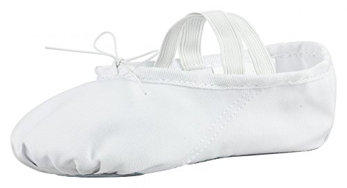 tanzmuster Ballettschuhe Mädchen - DANI - ganze Ledersohle- Weiß Größe 27 - Ballettschläppchen für Kinder - weiße Tanzschuhe fürs Ballett von tanzmuster