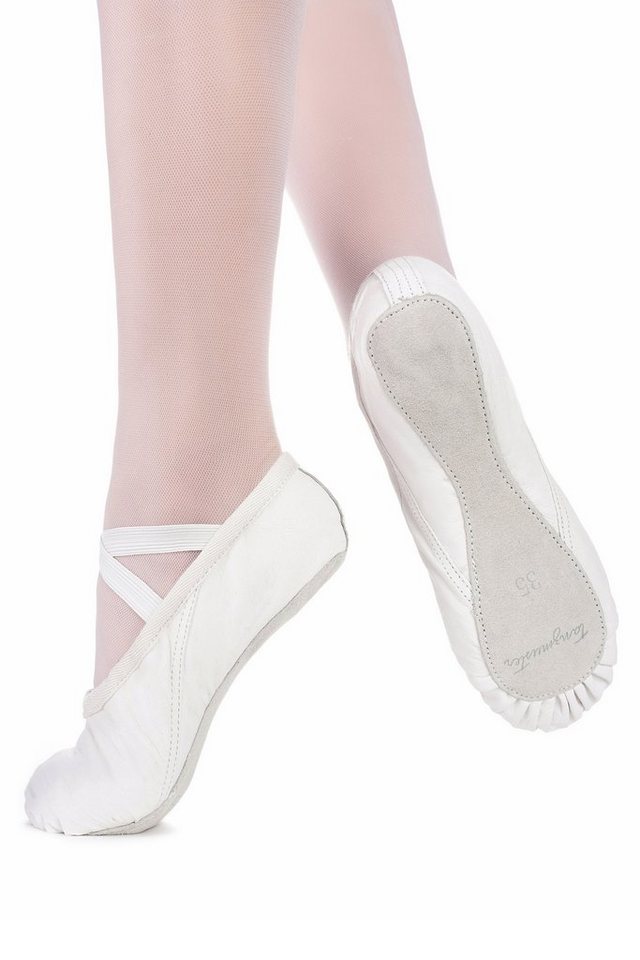 tanzmuster Ballettschuhe Sasha aus Leder mit ganzer Ledersohle Tanzschuh Ballettschläppchen für Mädchen von tanzmuster