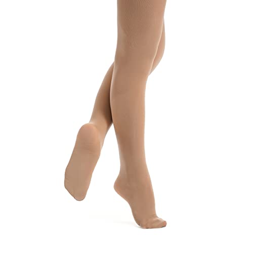 tanzmuster Ballettstrumpfhose Damen - Kira - mit Fuß - Bronze Größe S - Strumpfhose hautfarben fürs Ballett - Ballettkleidung für Erwachsene von tanzmuster