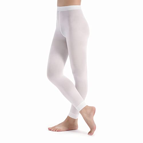 tanzmuster Ballettstrumpfhose Damen - Nina - ohne Fuß - Weiß Größe S - weiße Strumpfhose/Leggins fürs Ballett - Ballettkleidung für Erwachsene von tanzmuster