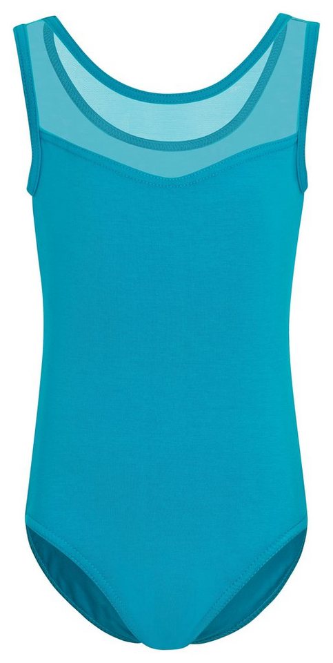 tanzmuster Body Ballett Trikot Emilia mit Netzeinsatz ärmelloser Ballettbody aus weichem Baumwollmischgewebe von tanzmuster