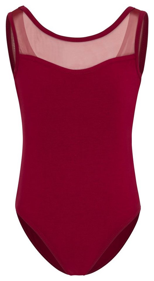 tanzmuster Body Ballett Trikot Emilia mit Netzeinsatz ärmelloser Ballettbody aus weichem Baumwollmischgewebe von tanzmuster