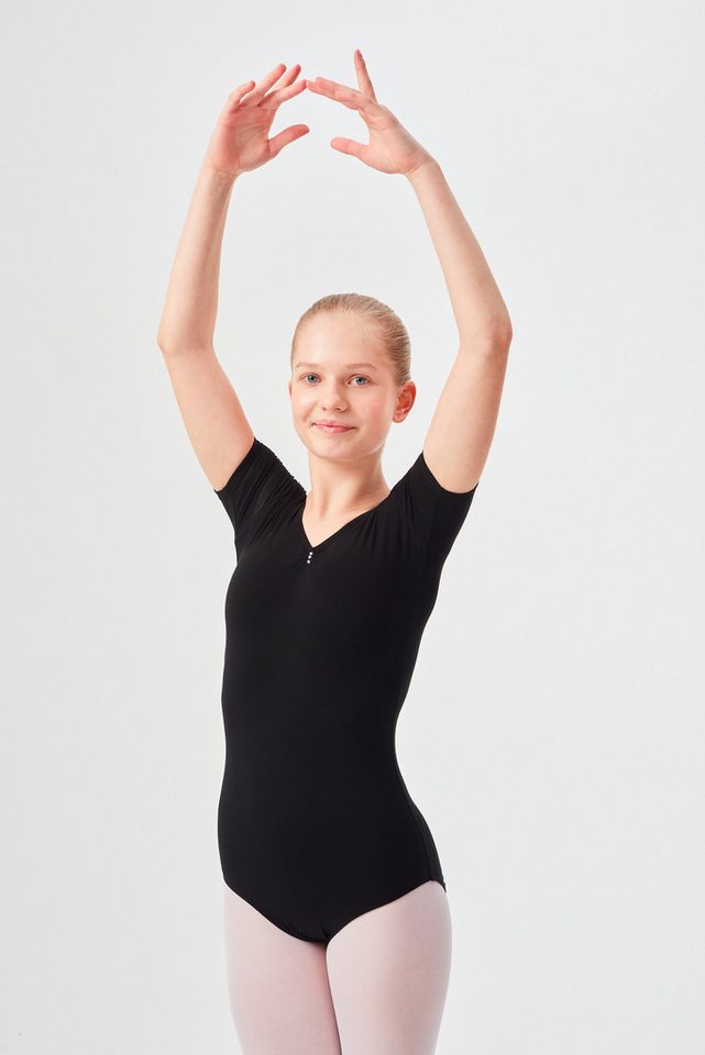 tanzmuster Body Ballettbody Lisa mit Glitzersteinen Kurzarm Trikot fürs Kinder Ballett von tanzmuster