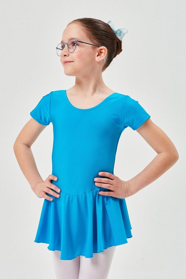 tanzmuster Bodykleid Ballettkleid Marina aus glänzendem Lycra Ballettbody mit Röckchen für Mädchen von tanzmuster