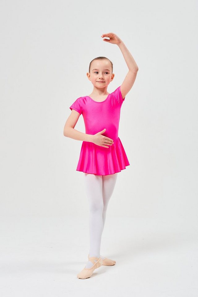 tanzmuster Bodykleid Ballettkleid Marina aus glänzendem Lycra Ballettbody mit Röckchen für Mädchen von tanzmuster