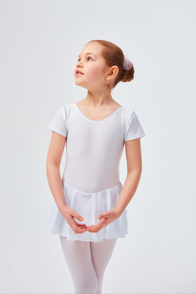 tanzmuster Bodykleid Ballettkleid Marina aus glänzendem Lycra Ballettbody mit Röckchen für Mädchen von tanzmuster