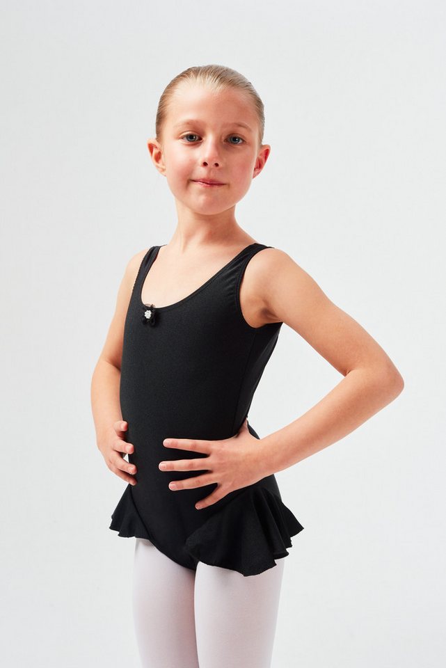 tanzmuster Bodykleid Ballettkleid Paula aus glänzendem Lycra Ballett Trikot für Mädchen mit Röckchenansatz von tanzmuster