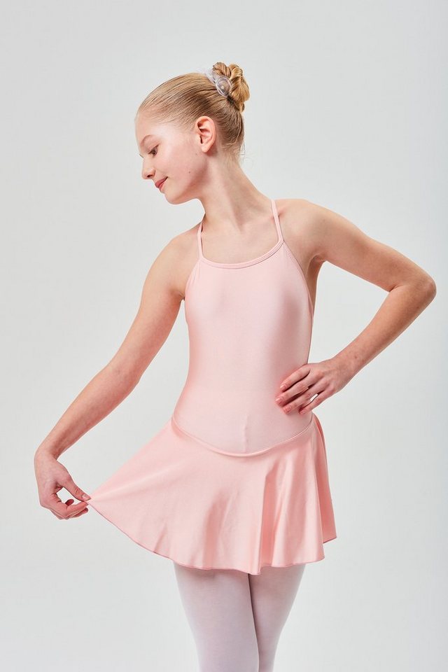 tanzmuster Bodykleid Träger Ballettkleid Sophie aus glänzendem Lycra Ballettbody mit Röckchen für Mädchen von tanzmuster