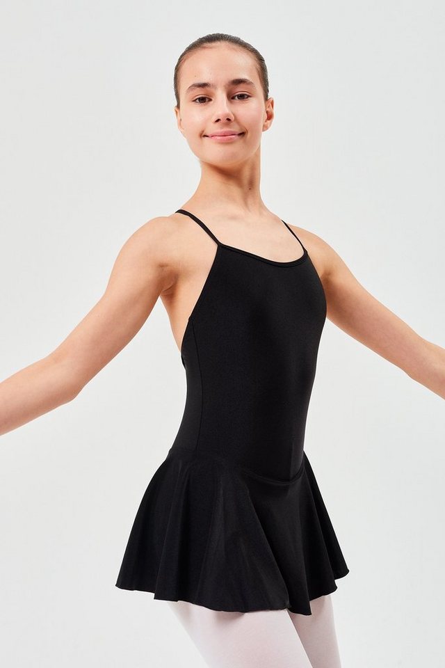 tanzmuster Bodykleid Träger Ballettkleid Sophie aus glänzendem Lycra Ballettbody mit Röckchen für Mädchen von tanzmuster