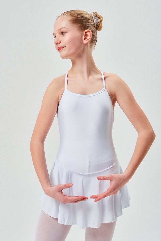 tanzmuster Bodykleid Träger Ballettkleid Sophie aus glänzendem Lycra Ballettbody mit Röckchen für Mädchen von tanzmuster