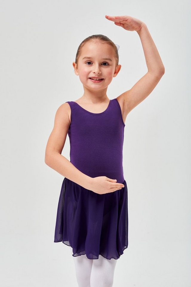 tanzmuster Chiffonkleid Ballett Trikot Minnie mit Chiffon Röckchen Ballettkleid für Mädchen aus wunderbar weichem Baumwollmaterial von tanzmuster