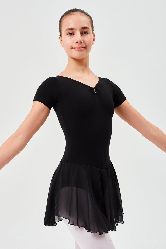 tanzmuster Chiffonkleid Ballettkleid Betty mit Glitzersteinen Mädchen Ballettbody mit Chiffon Röckchen von tanzmuster