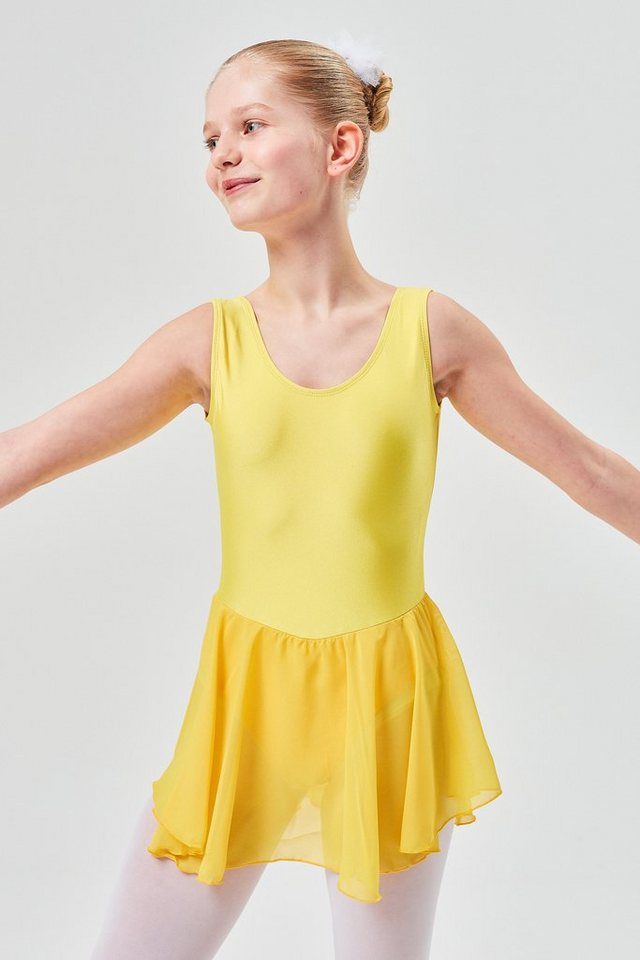 tanzmuster Chiffonkleid Ballettkleid Polly aus glänzendem Lycra Ballett Trikot für Mädchen mit Chiffonrock von tanzmuster