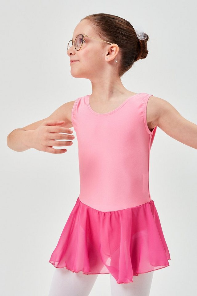 tanzmuster Chiffonkleid Ballettkleid Polly aus glänzendem Lycra Ballett Trikot für Mädchen mit Chiffonrock von tanzmuster