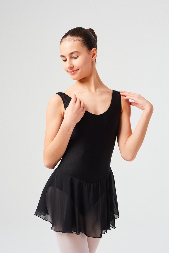 tanzmuster Chiffonkleid Ballettkleid Polly aus glänzendem Lycra Ballett Trikot für Mädchen mit Chiffonrock von tanzmuster