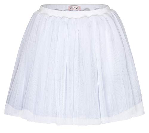 tanzmuster Kinder Tüllrock 'Little Ballerina' mit 3 Lagen weichem Tüll und Unterrock in weiß - Blickdicht, Größe:152/158 von tanzmuster