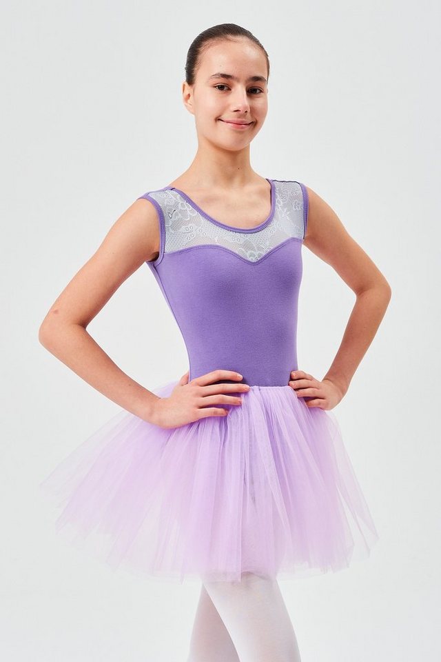 tanzmuster Tüllkleid Ballett Tutu mit Spitzeneinsatz Ballettkleid aus weicher Baumwolle mit langem Tüllrock, für Mädchen von tanzmuster