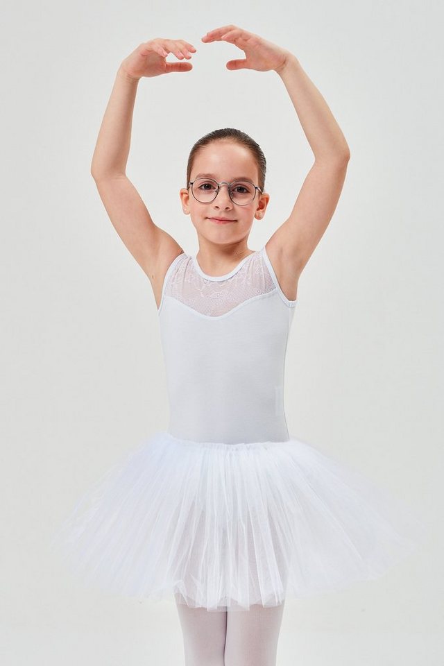 tanzmuster Tüllkleid Ballett Tutu mit Spitzeneinsatz Ballettkleid aus weicher Baumwolle mit langem Tüllrock, für Mädchen von tanzmuster