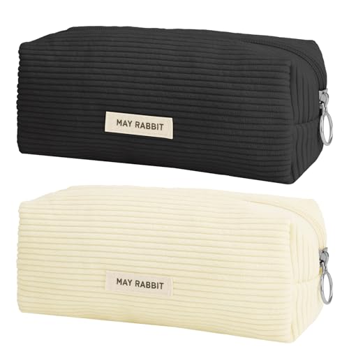 taonganui 2 Stück Mäppchen Cord-Stoff Federmäppchen Mädchen Teenager Federtasche Student Stiftemappe Pencil Case, Groß Kapazität Schulmäppchen für Schule, Büro von taonganui