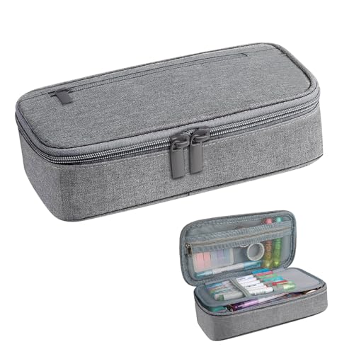 taonganui Federmäppchen Große für Jungen, Federtaschen Mäppchen mit Reißverschlussfächern, Große Kapazität Pencil Case Großes Federmäppchen(Grau) von taonganui