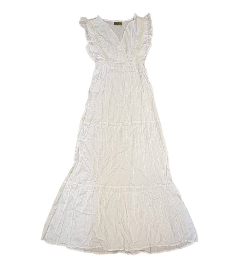 tarifa Damen Sommer-Kleid mit kurzen Ärmeln Midi-Kleid 38364436 Weiß von tarifa