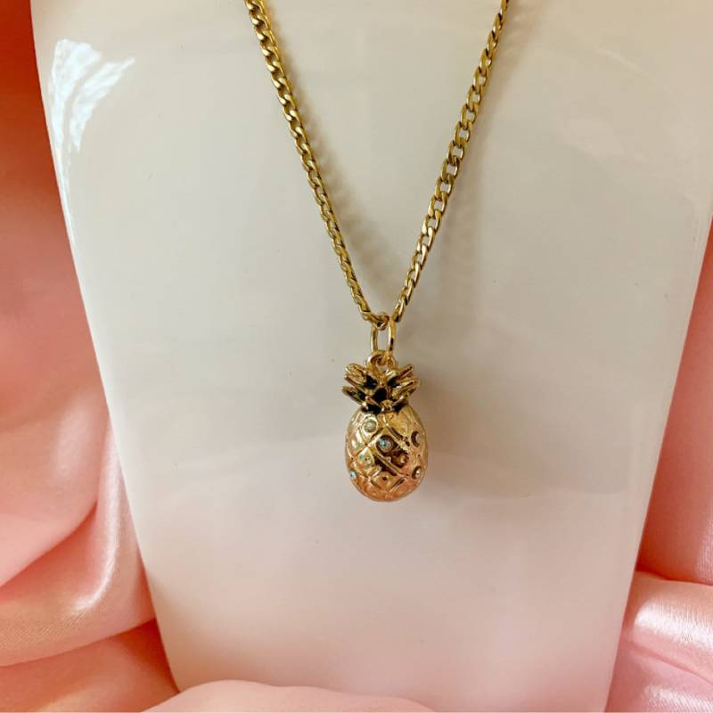 Gold Ananas Halskette, Charm Frucht Geburtsstein Und C Gold Ananas Halskette, Charm Frucht Geburtsstein Und C von tarocollection