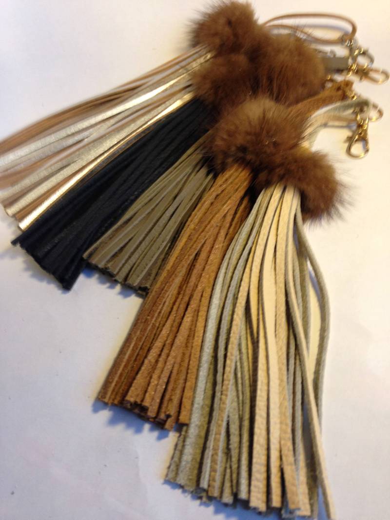 Pelz Quaste, Erdtöne Luxuriöses Leder & Fell/Taschen Quaste Oder Schlüsselanhänger, Luxus Taschenanhänger Pelz Quaste, Erdtöne Luxuriöses Leder & Fell/Taschen Quaste Oder Schlüsselanhänger, Luxus Taschenanhänger von tasselize