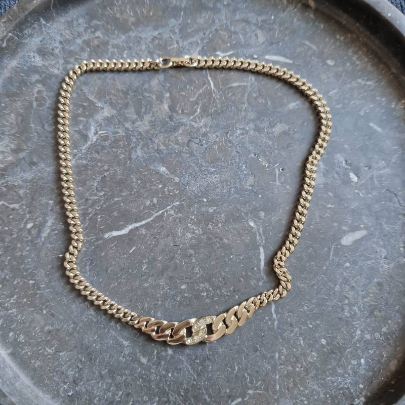 Vintage Avon Strasskette Silberfarbene Panzerkette von tbymallano