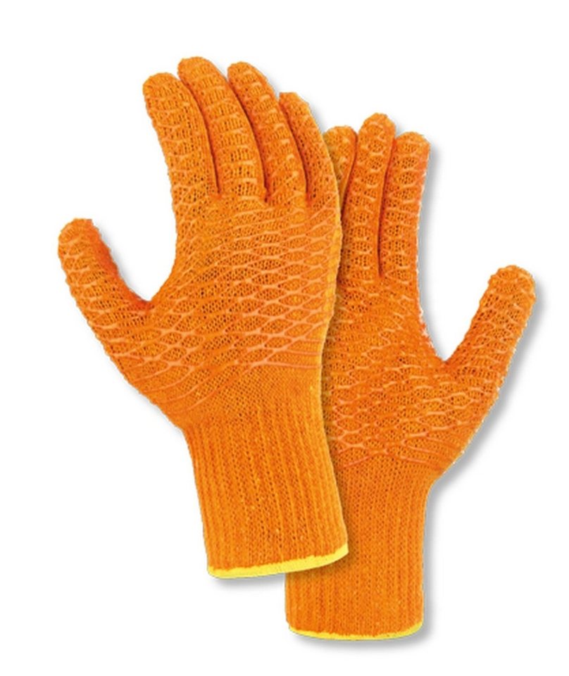 teXXor Strickhandschuhe Grobstrick-Handschuhe Criss Cross orange PVC 1900 (Packung, 144-St., VPE= 12-144 Paar, Gr 8-11) gute Flexibilität/Waffelmuster von teXXor
