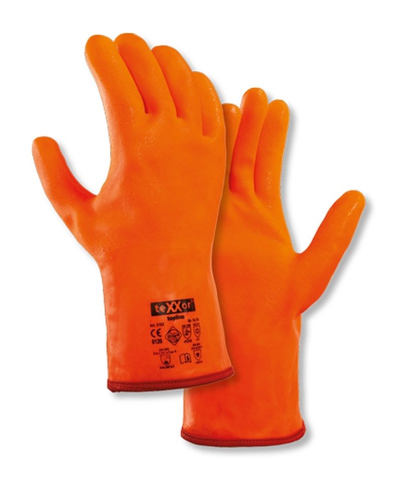 teXXor Winter-Arbeitshandschuhe 2162 Winterhandschuh Pvc Chemikalienhandschuh orange (Packung, 60-St., VPE=6-60, Gr 10) isolierend/weiches Innenfutter von teXXor