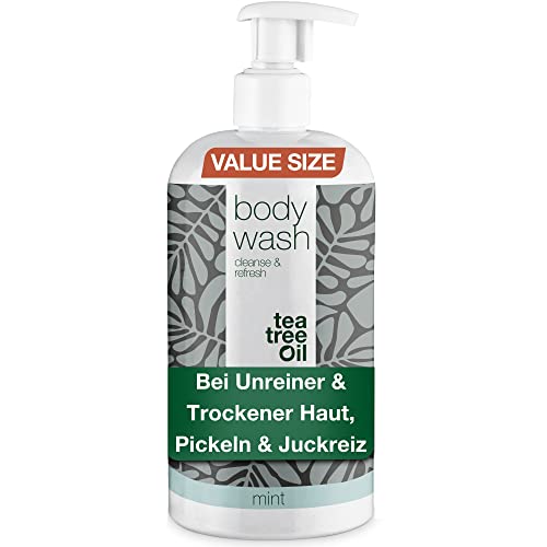 Teebaumöl & Mint Duschgel 500ml by Australian Bodycare - Für unreine & trockene Haut, Pickeln, Juckreiz, Körpergeruch - Auch zur Pflege bei Pilzinfektionen, Fußpilz - Für Männer & Frauen von Australian Bodycare