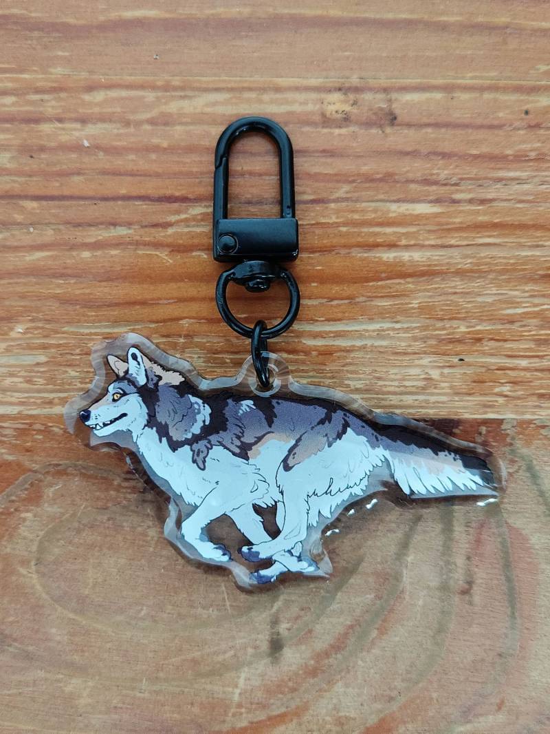 Timberwolf Doppelseitiger Acryl Schlüsselanhänger von technifurs