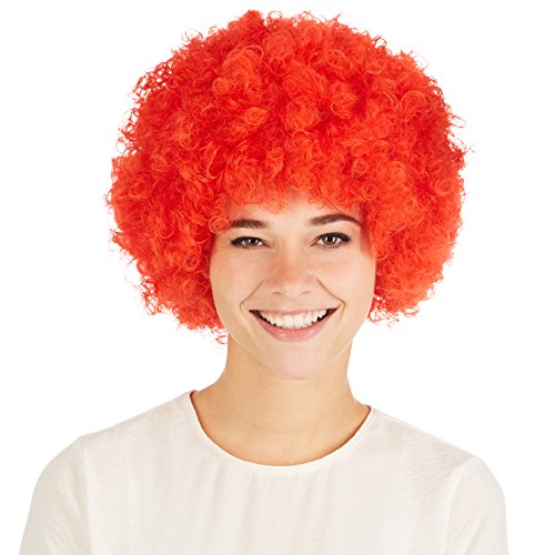 dressforfun Afro Perücke | Clown Hippie Popstar 80er 70er Jahre Karneval Fasching Clownperücke (Rot | Nr. 300714) von tectake