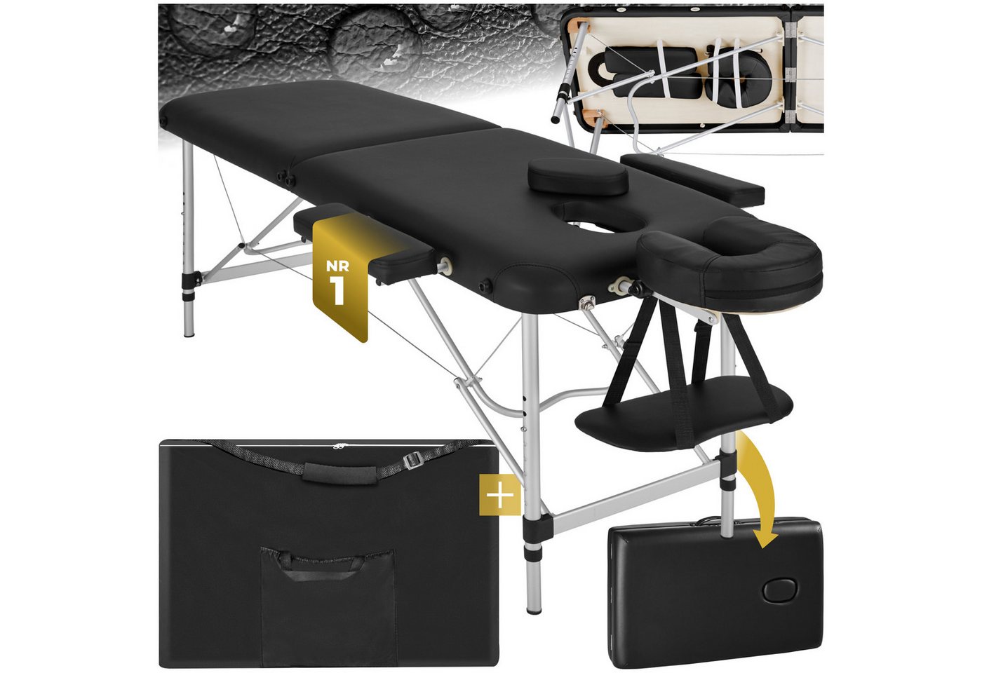 tectake Massageliege 2 Zonen Massageliege (Set, 1-St., mit Tragetasche), Breite 60 cm, Polsterung 4 cm von tectake