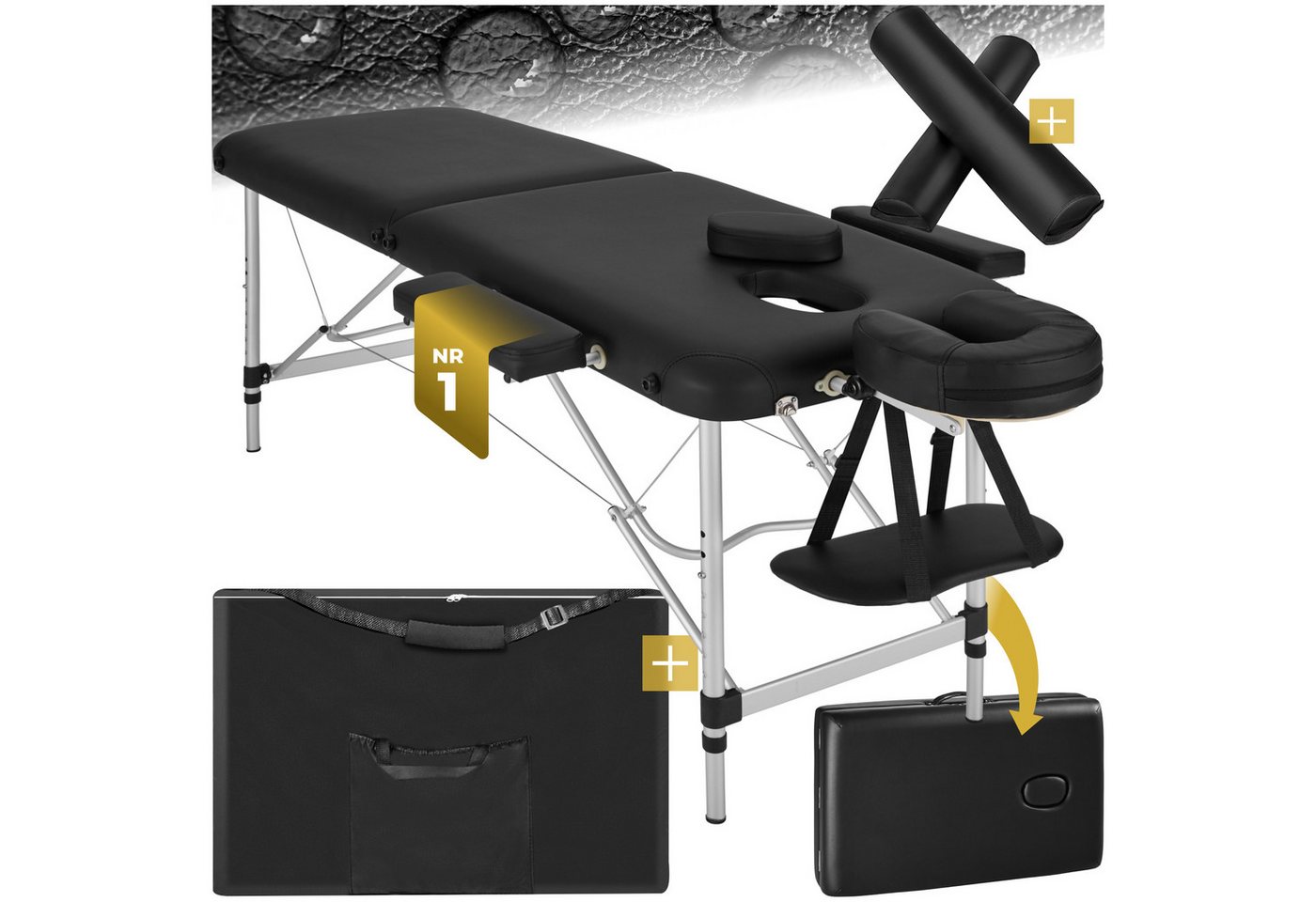 tectake Massageliege 2 Zonen Massageliege-Set (Set, 1-St., mit Tragetasche), Breite 61 cm, Polsterung 4 cm von tectake