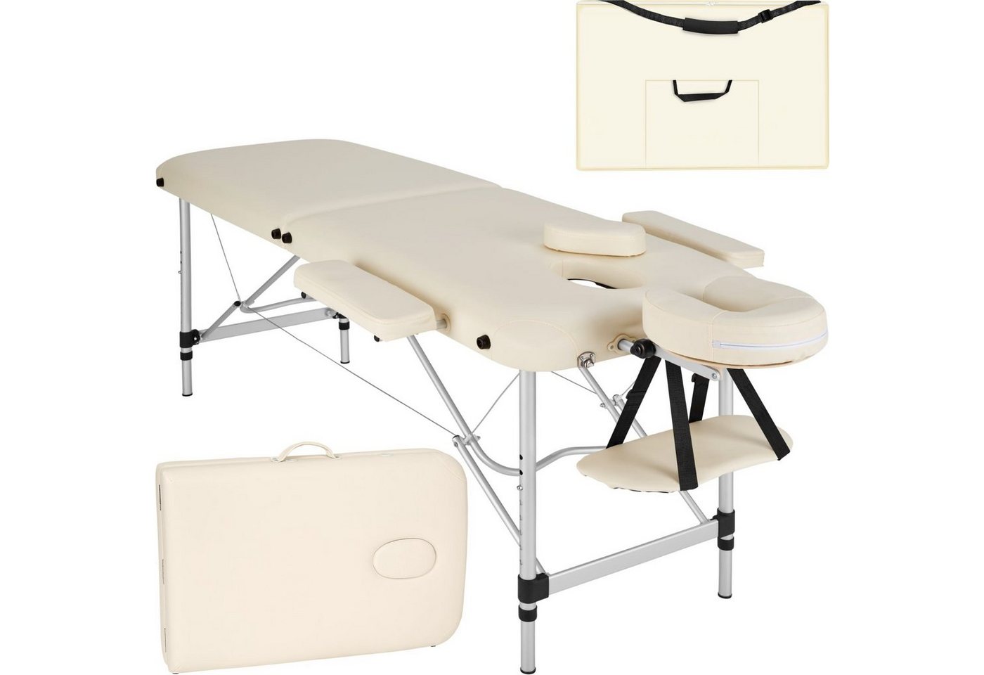 tectake Massageliege 2 Zonen Massageliege mit Polsterung und (Set, 1-St., mit Tragetasche) von tectake