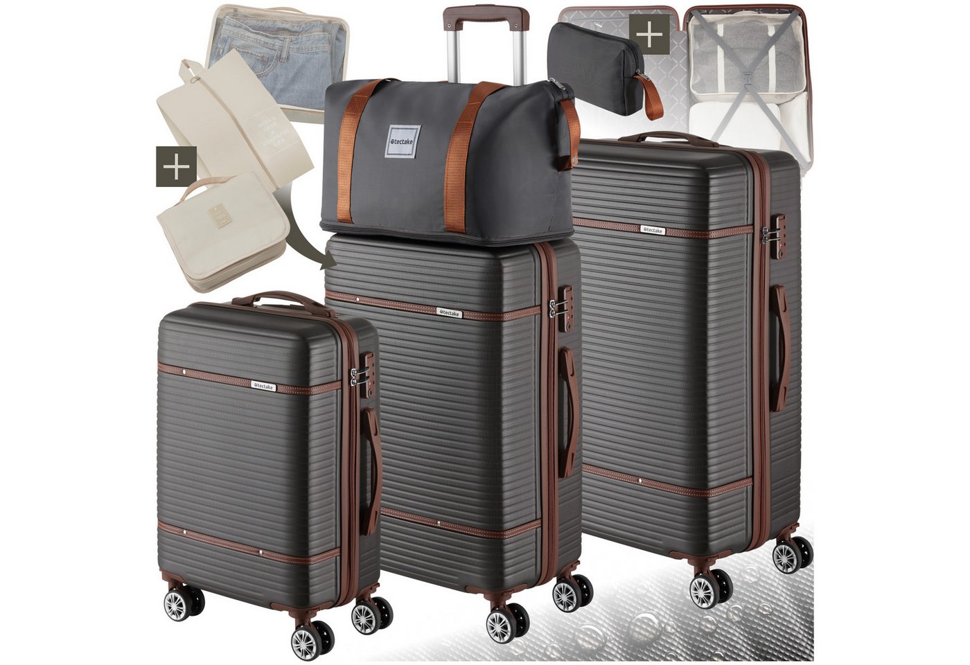 tectake Trolley Reisekofferset, 4 Rollen, 13-teilig, Hartschalen aus robustem ABS-Kunststoff tectake Trolley Reisekofferset, 4 Rollen, 13-teilig, Hartschalen aus robustem ABS-Kunststoff von tectake