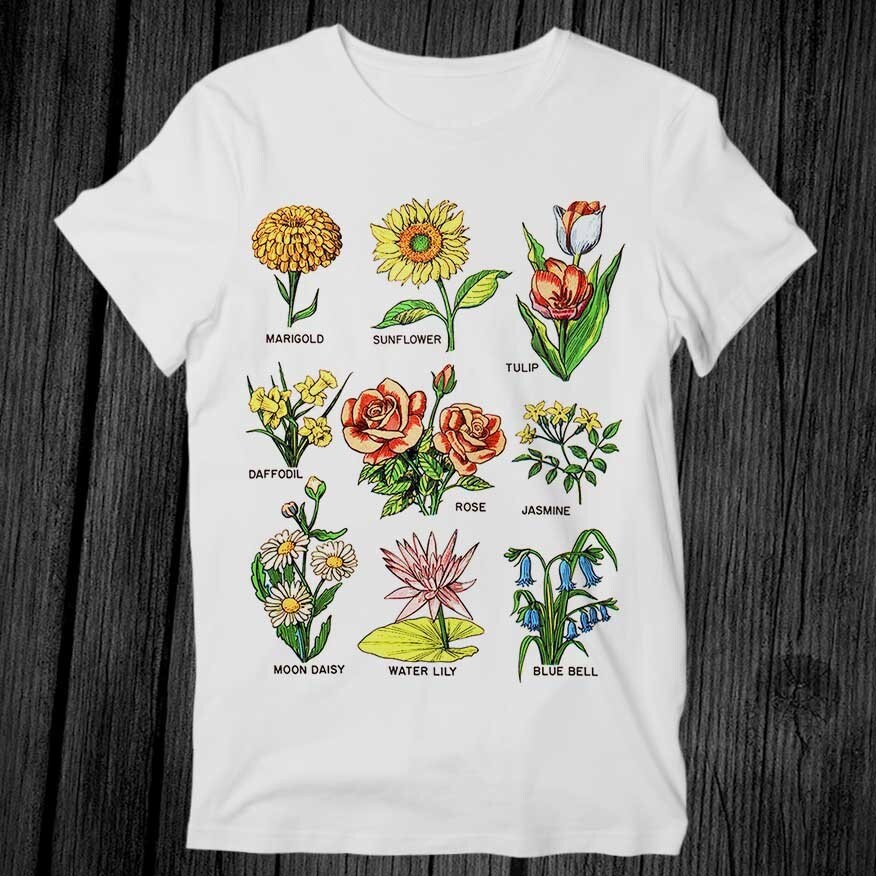 Blumen Sonnenblume Rose Tulpe T-Shirt Unisex Erwachsene Herren Damen Geschenk Coole Musik Mode Top Vintage Retro G351 von teeAXE